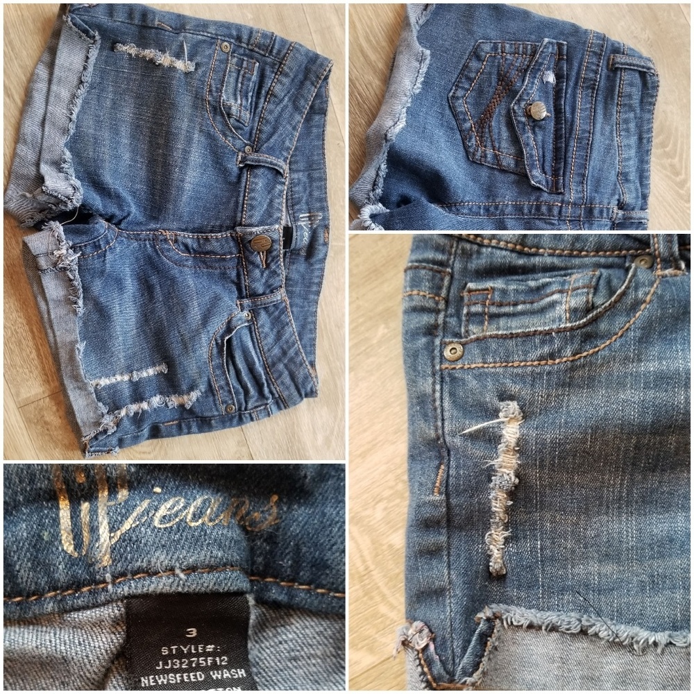 GP Denim Cuff Cut Off Distressed Shorts